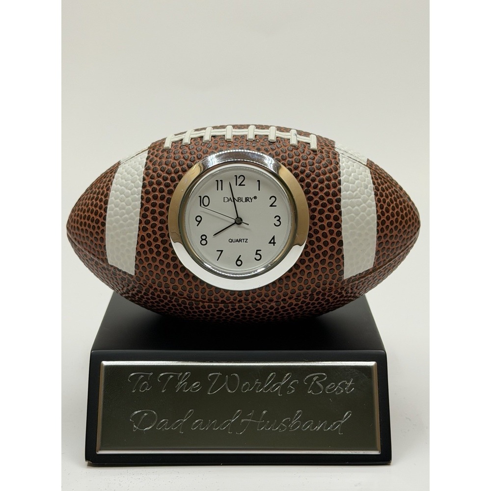 Danbury Football Desk Clock World\'s Best Dad Husband Engraved Quartz 2012 Sport